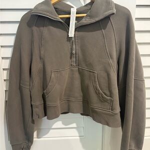 Lululemon Cropped Gray Hoodie with Front Pocket